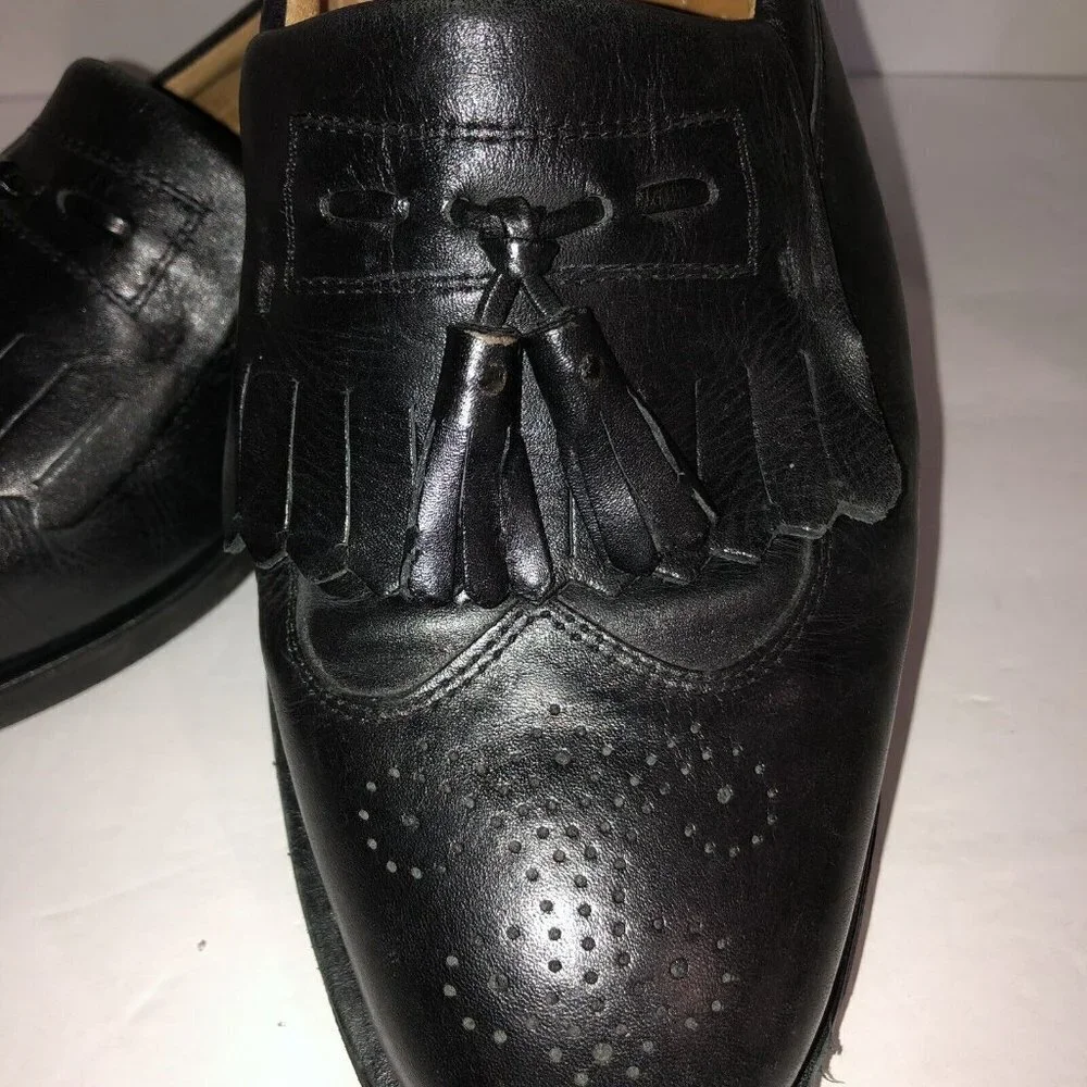 Sandro Moscoloni Vineyard Black Tassel Wingtips Loafers Size 8 EUR 41
